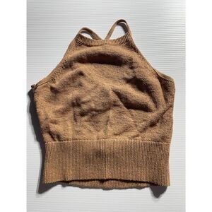 Express Knitted Camel Brown Cropped Tank Top Sleeveless Ribbed Cami‎ L